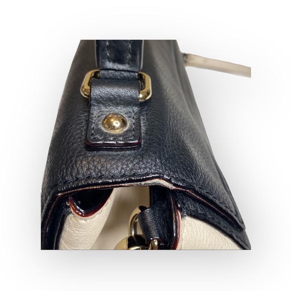 kate spade  Magnolia Park Large Two Tone Leather Satchel Handbag  Black Ivory - Picture 10 of 16